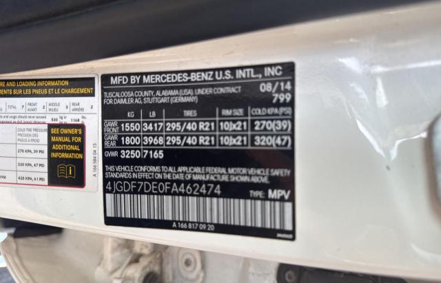 2015 MERCEDES-BENZ GL 550 4MA 4JGDF7DE0FA462474