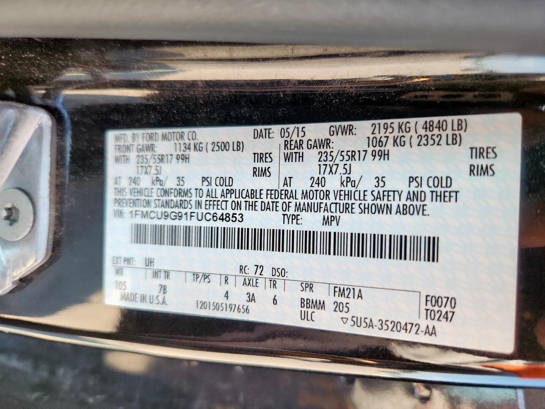 2015 FORD ESCAPE SE - 1FMCU9G91FUC64853