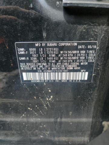 2019 SUBARU ASCENT PRE 4S4WMAFD1K3401987