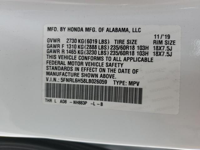 2020 HONDA ODYSSEY EX 5FNRL6H58LB026059