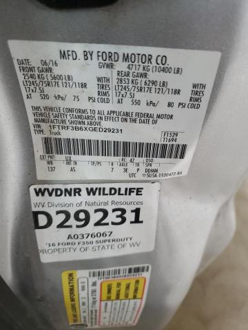 2016 FORD F350 SUPER DUTY 1FTRF3B6XGED29231
