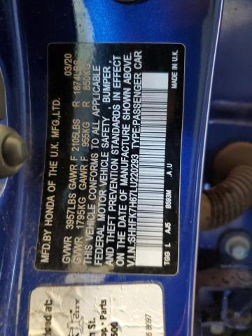 2020 HONDA CIVIC EX SHHFK7H67LU220293