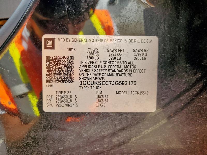 2018 CHEVROLET SILVERADO - 3GCUKSEC7JG593170