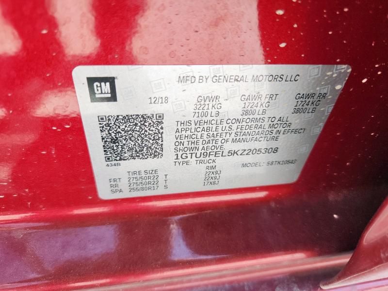 2019 GMC SIERRA K1500 DENALI 1GTU9FEL5KZ205308