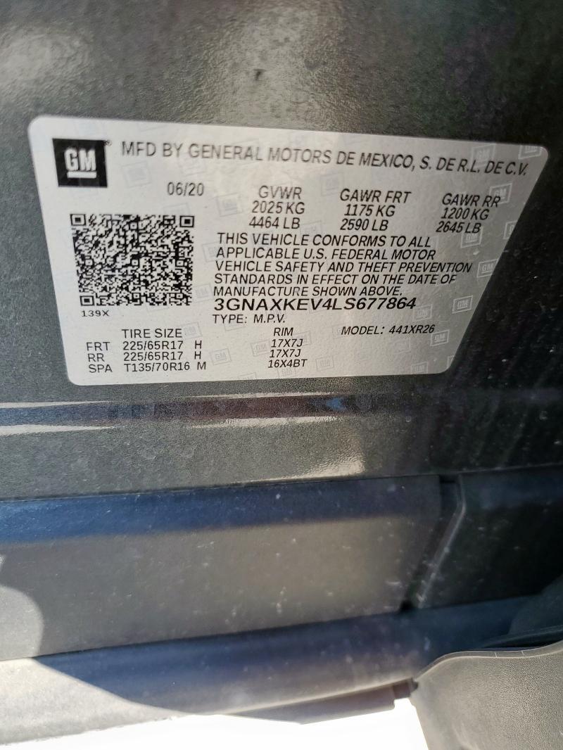 2020 CHEVROLET EQUINOX LT 3GNAXKEV4LS677864
