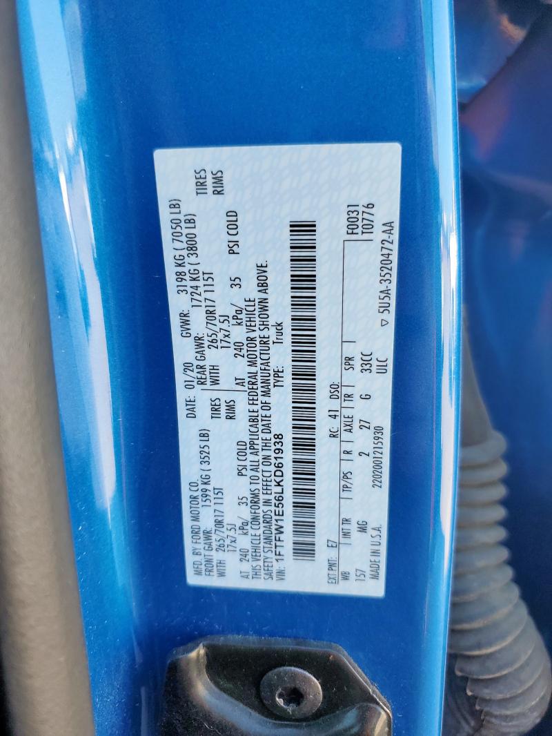 2020 FORD F150 SUPERCREW 1FTFW1E56LKD61938