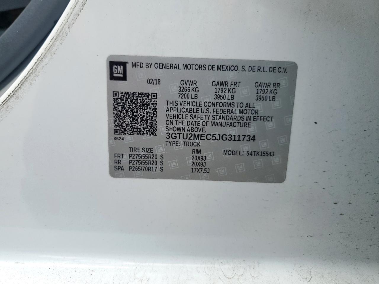 Lot #3311607219 2018 GMC SIERRA K1500 SLE