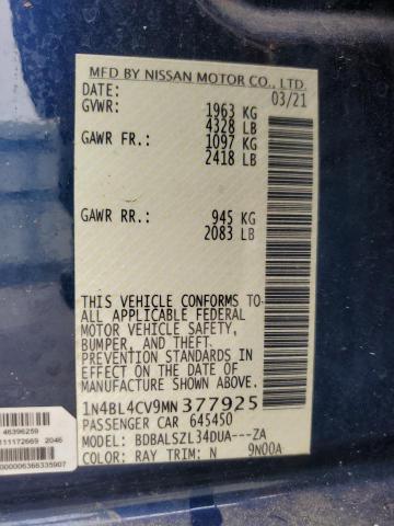 2021 NISSAN ALTIMA SR 1N4BL4CV9MN377925