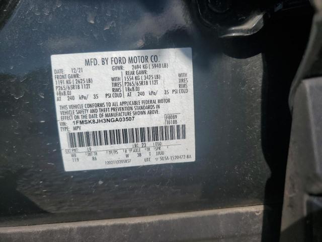 2022 FORD EXPLORER T 1FMSK8JH3NGA03507