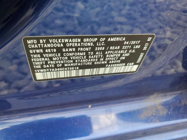 2017 VOLKSWAGEN PASSAT R-L 1VWDT7A34HC073518