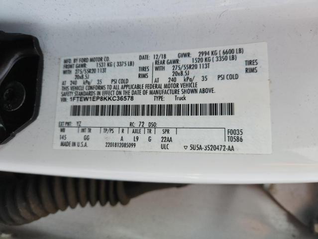 2019 FORD F150 SUPERCREW 1FTEW1EP8KKC36578