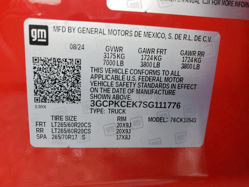 2025 CHEVROLET SILVERADO 3GCPKCEK7SG111776