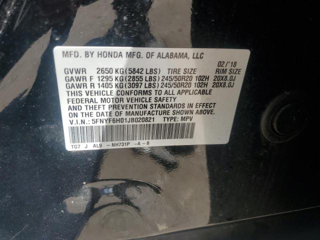 2018 HONDA PILOT ELITE 5FNYF6H01JB020821