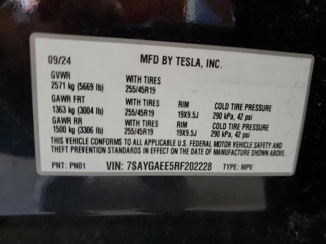 2024 TESLA MODEL Y 7SAYGAEE5RF202228