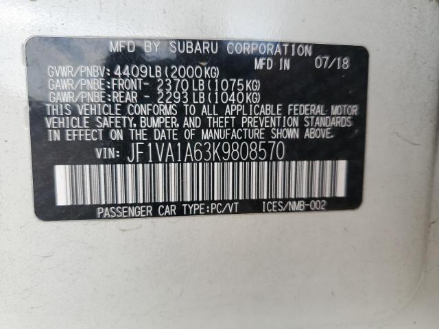 2019 SUBARU WRX JF1VA1A63K9808570