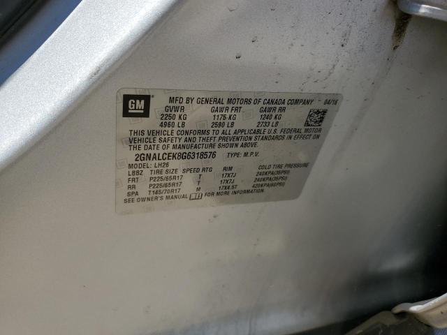 2016 CHEVROLET EQUINOX LT 2GNALCEK8G6318576