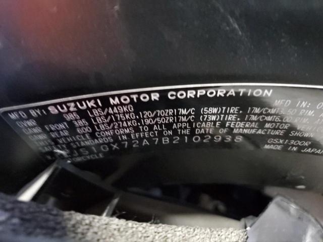 2011 SUZUKI GSX1300 R JS1GX72A7B2102938