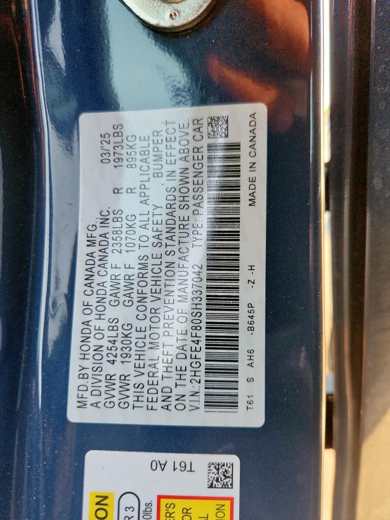 2025 HONDA CIVIC SPORT 2HGFE4F80SH337042