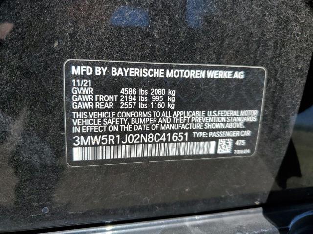2022 BMW 330I 3MW5R1J02N8C41651