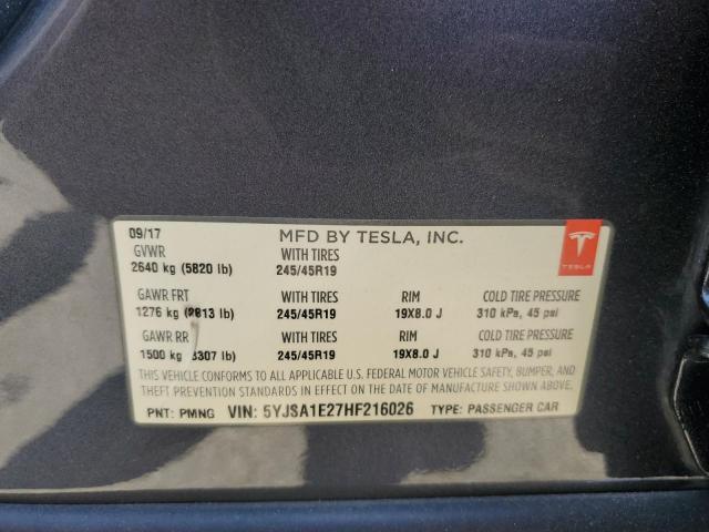 2017 TESLA MODEL S 5YJSA1E27HF216026