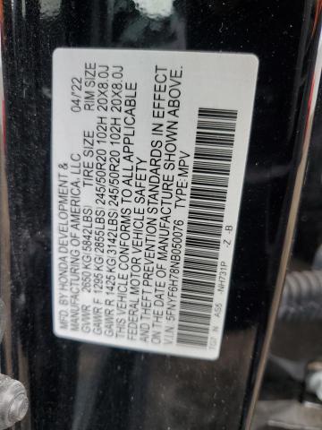 2022 HONDA PILOT BLACK 5FNYF6H78NB050076