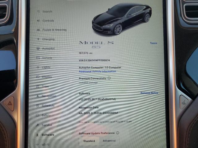 2015 TESLA MODEL S 85 5YJSA1H14FF099974