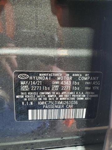 2021 HYUNDAI IONIQ SEL KMHC75LDXMU261036