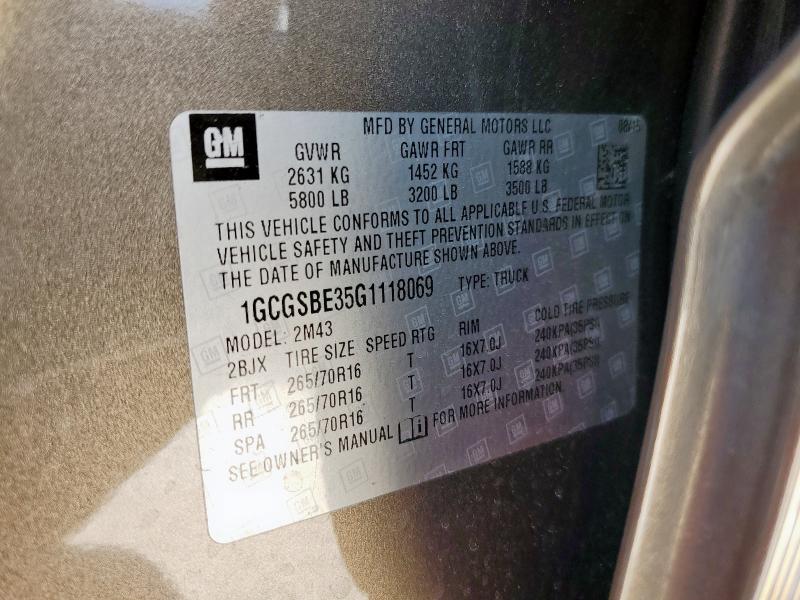 2016 CHEVROLET COLORADO - 1GCGSBE35G1118069