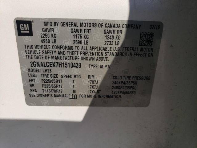 2017 CHEVROLET EQUINOX LT 2GNALCEK7H1510439