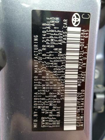 2020 TOYOTA COROLLA SE 5YFS4RCE3LP031505