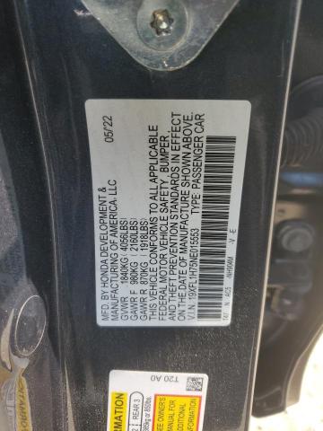 2022 HONDA CIVIC EXL 19XFL1H75NE015553