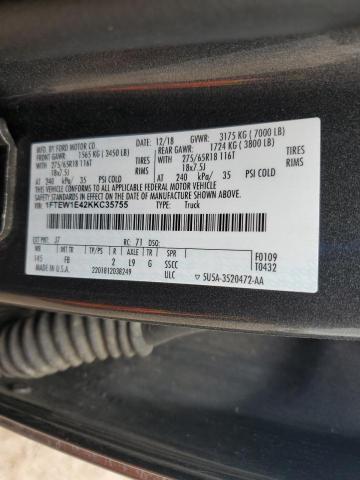 2019 FORD F150 SUPER - 1FTEW1E42KKC35755