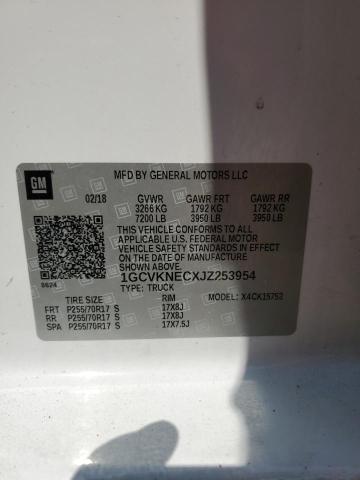 2018 CHEVROLET SILVERADO K1500 1GCVKNECXJZ253954