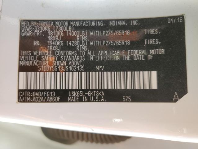 2018 TOYOTA SEQUOIA SR 5TDBY5G13JS162135