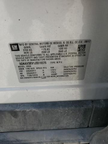 2018 CHEVROLET EQUINOX LT 3GNAXSEV1JS518376