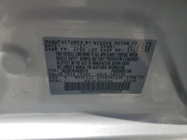 2017 NISSAN VERSA S 3N1CN7AP4HK455119