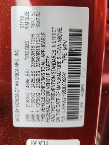 2018 HONDA CR-V TOURI 5J6RW2H98JL005297