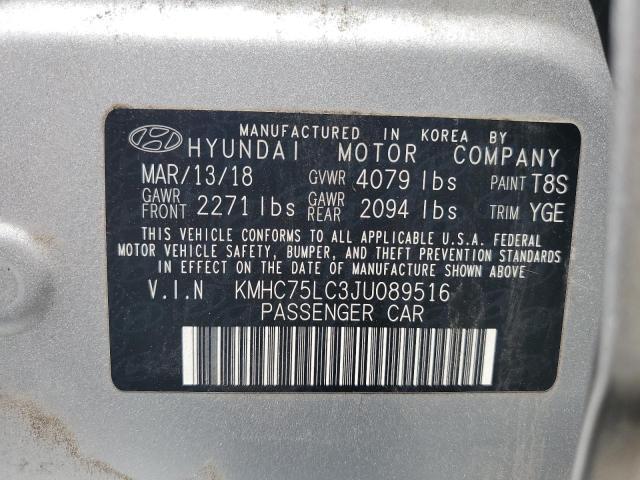 2018 HYUNDAI IONIQ SEL KMHC75LC3JU089516