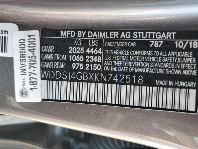 2019 MERCEDES-BENZ CLA 250 4M WDDSJ4GBXKN742518