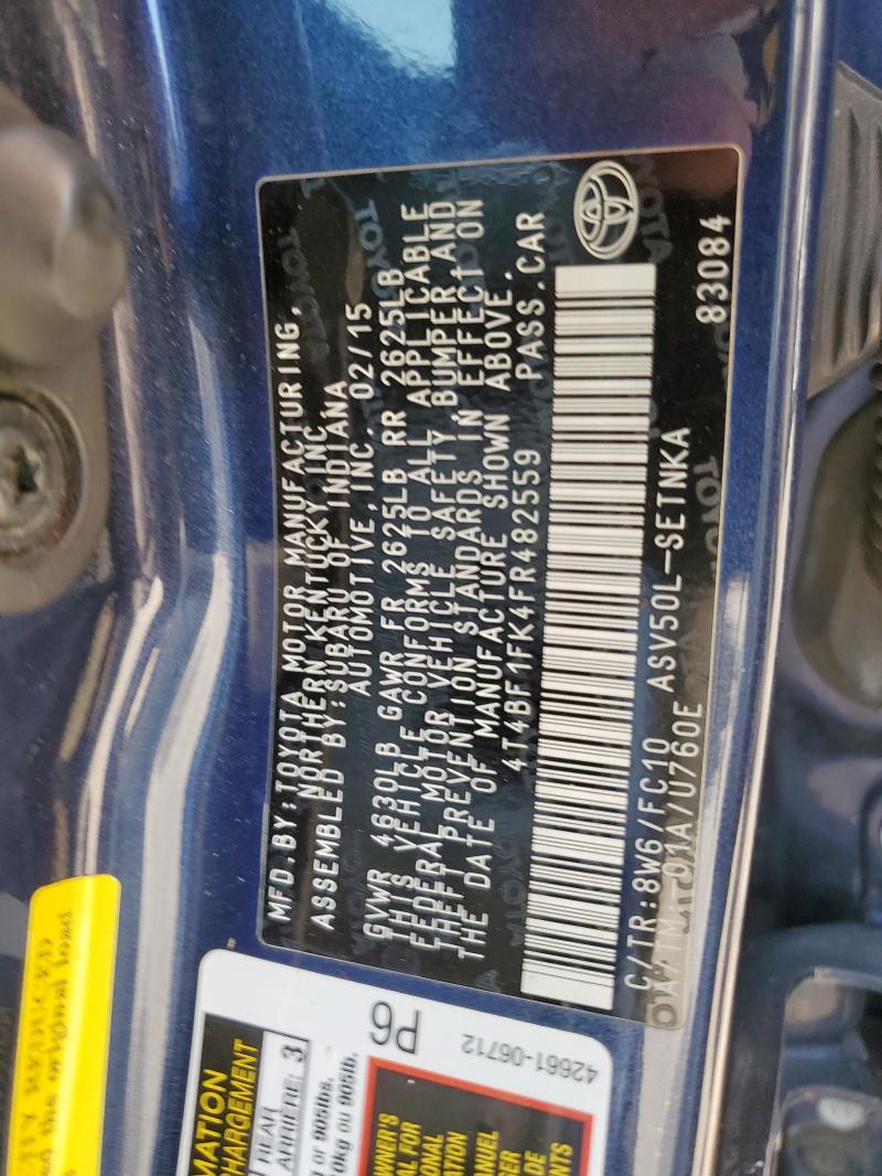 2015 TOYOTA CAMRY LE 4T4BF1FK4FR482559