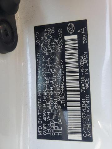 2012 LEXUS CT 200 - JTHKD5BH2C2121472