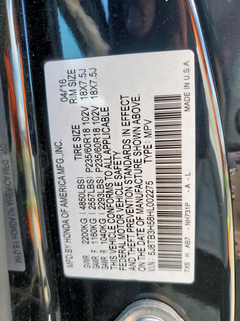2017 ACURA RDX TECHNOLOGY 5J8TB3H58HL002275