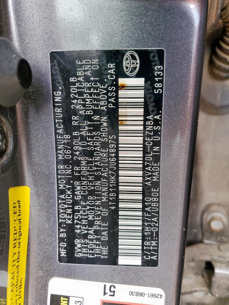 2018 TOYOTA CAMRY L - 4T1B11HK7JU648975
