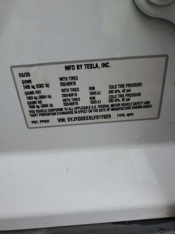 2020 TESLA MODEL Y - 5YJYGDEEXLF017629