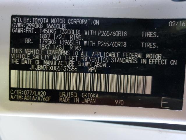 2016 LEXUS GX 460 JTJBM7FX0G5137556