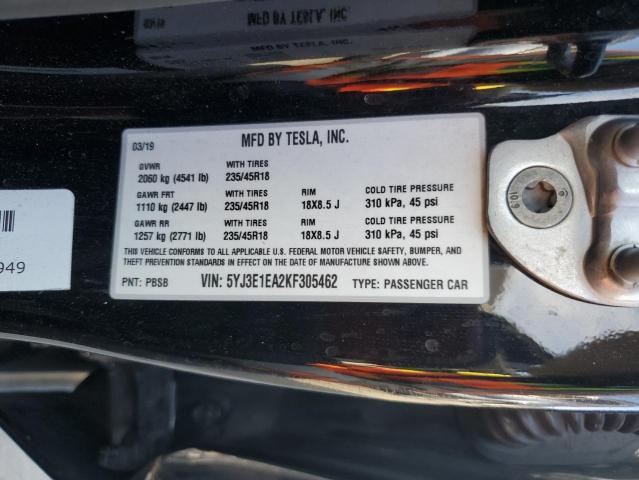 2019 TESLA MODEL 3 5YJ3E1EA2KF305462
