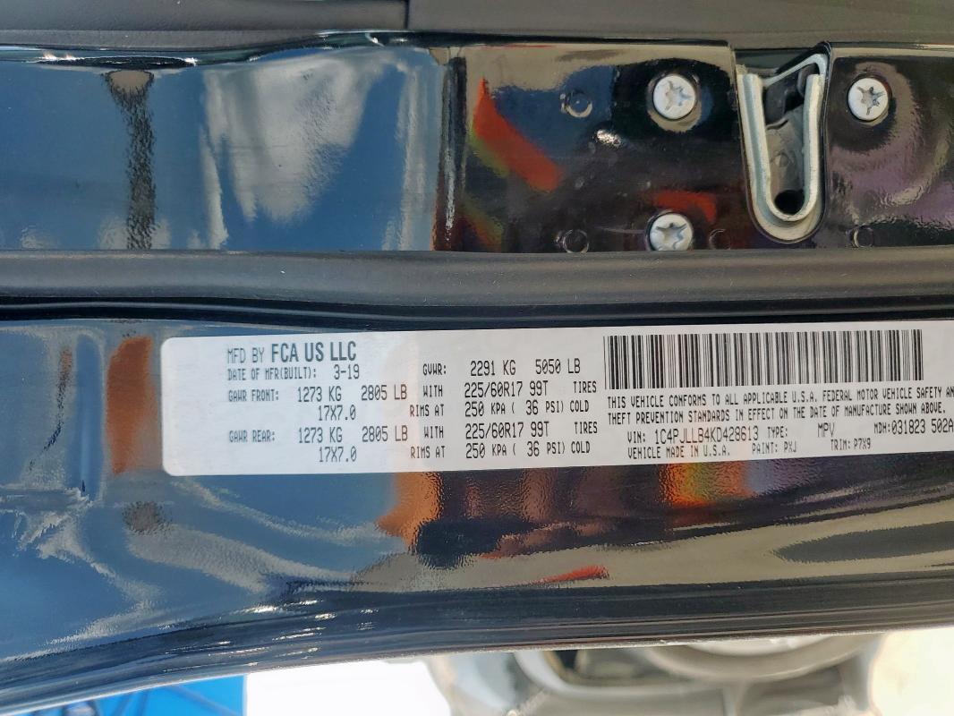 2019 JEEP CHEROKEE LATITUDE PLUS 1C4PJLLB4KD428613