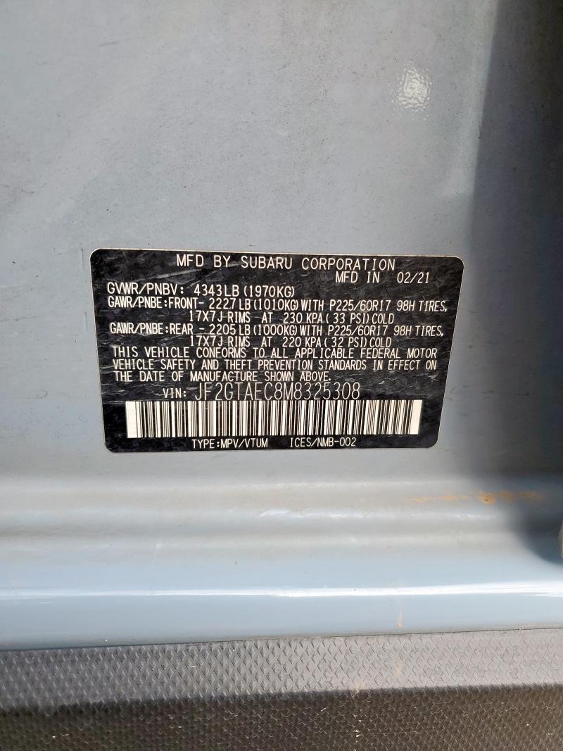 2021 SUBARU CROSSTREK JF2GTAEC8M8325308