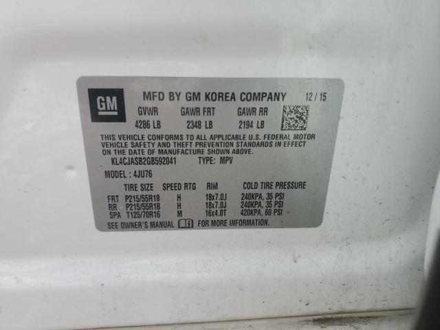 2016 BUICK ENCORE KL4CJASB2GB592041