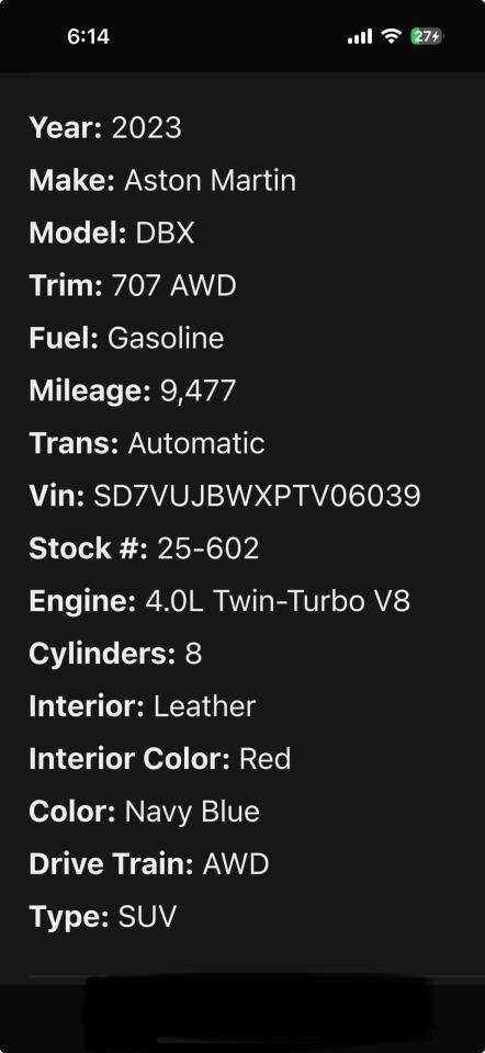 ASTON MARTIN DBX 707